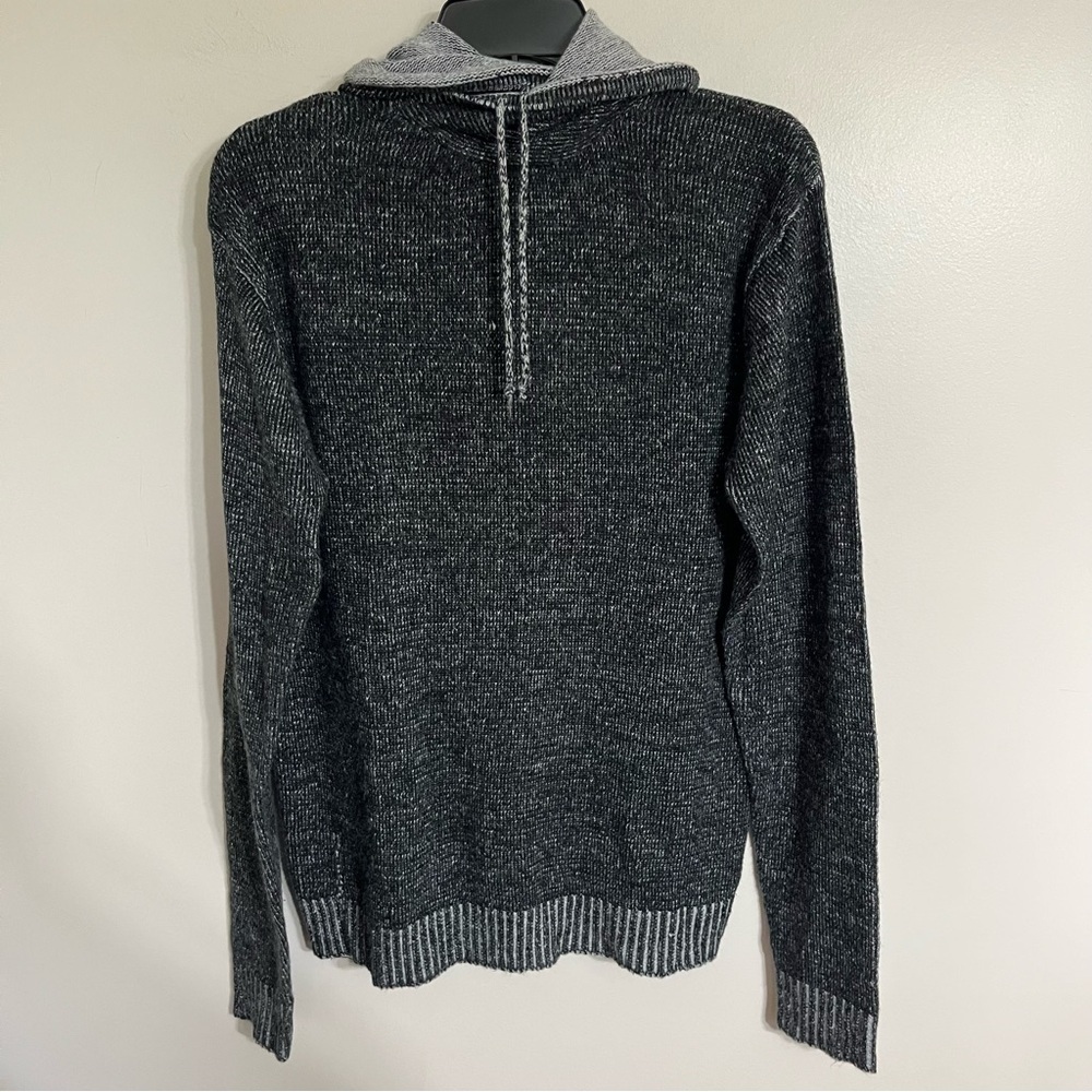 Brave Soul London Mens Marl Knit Hoodie Sweater Charcoal‎ Black White Size M